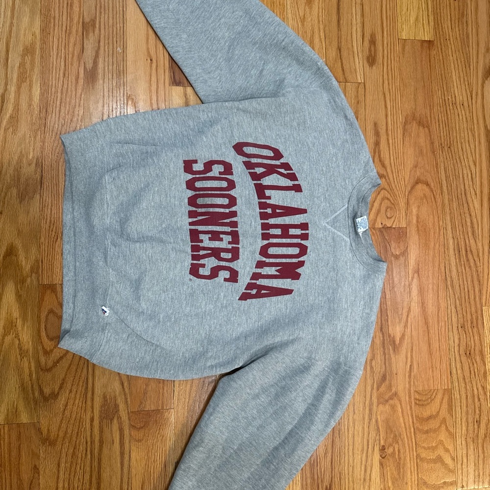 Russell Athletic Gray Oklahoma Sooners Crewneck Sweater - Picture 2 of 4